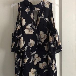 Floral cold shoulder top